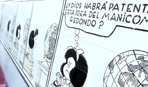 Homenaje a Mafalda en los pasillos del subte