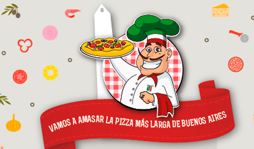 Solidaridad junto a la pizza más larga de Buenos Aires