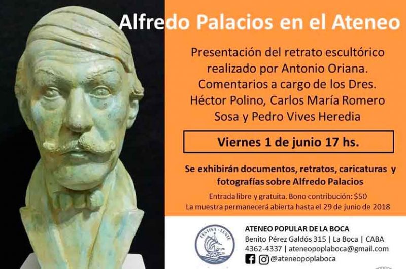 Obra escultórica de Alfredo Palacios en el Ateneo Popular de La Boca