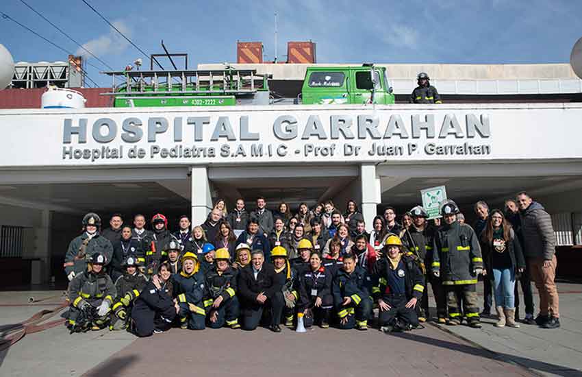 Simulacro de evacuación e incendio en el hospital Garrahan