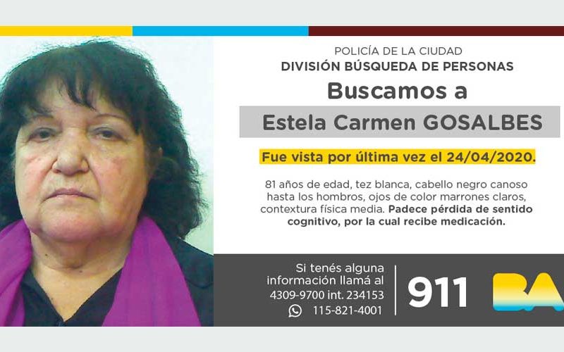 Búsqueda de persona – Estela Carmen Gosalbes
