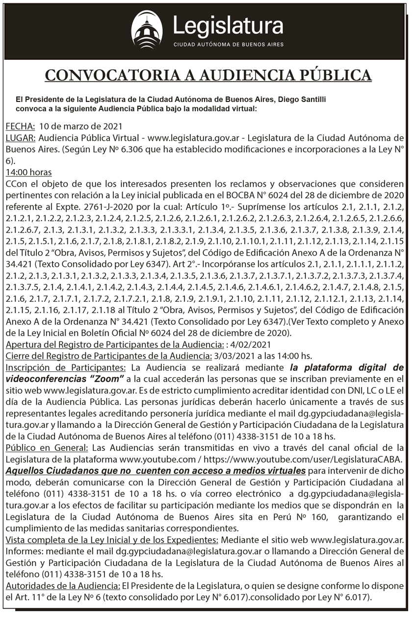 Audiencia Pública del 10 de marzo de 2021