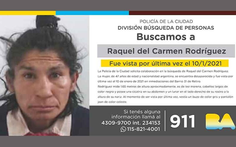 Búsqueda de persona – Raquel del Carmen Rodríguez