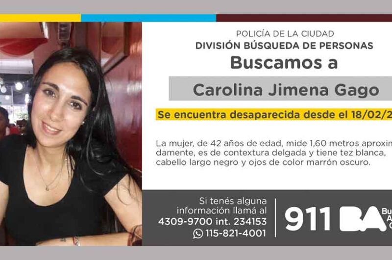 Búsqueda de persona – Carolina Jimena Gago