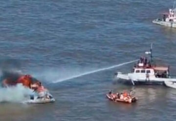 Se incendió y hundió una embarcación en el Río de la Plata