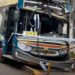 Un colectivo se subió a la vereda tras la descompensación de su chofer